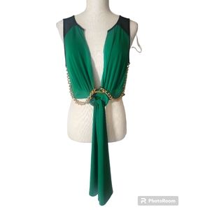 Enfocus Studio Green Black Gold Chain Top